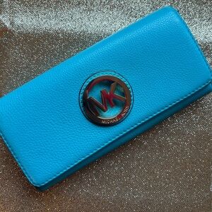 Michael Kors Blue Leather Wallet